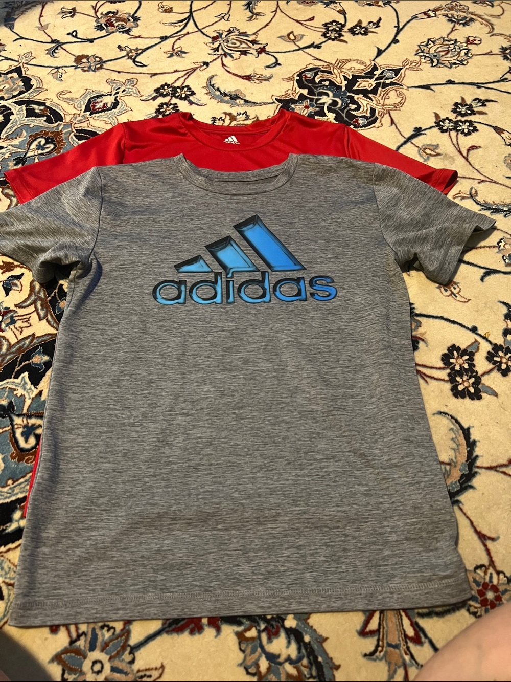 Boy’s adidas Grey Tee with Blue Logo and Red Layered Tee